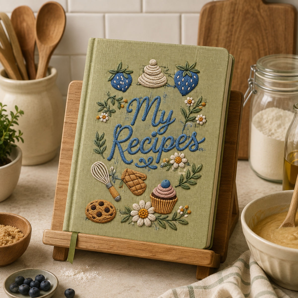 Personalized Linen Recipe Book, Custom Family Recipe Notebook, UV Printed Mom Grandma Nana Recipe Journal, Heirloom Kitchen Gift