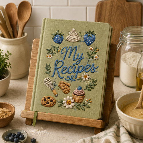Personalized Linen Recipe Book, Custom Family Recipe Notebook, UV Printed Mom Grandma Nana Recipe Journal, Heirloom Kitchen Gift