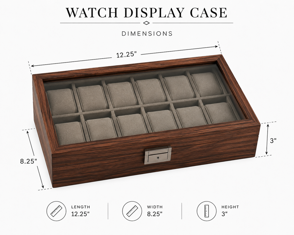 Personalized Wooden Watch Box for Men, Engraved Watch Case, Custom Watch Organizer, Anniversary Gift for Husband, Dad or Boyfriend