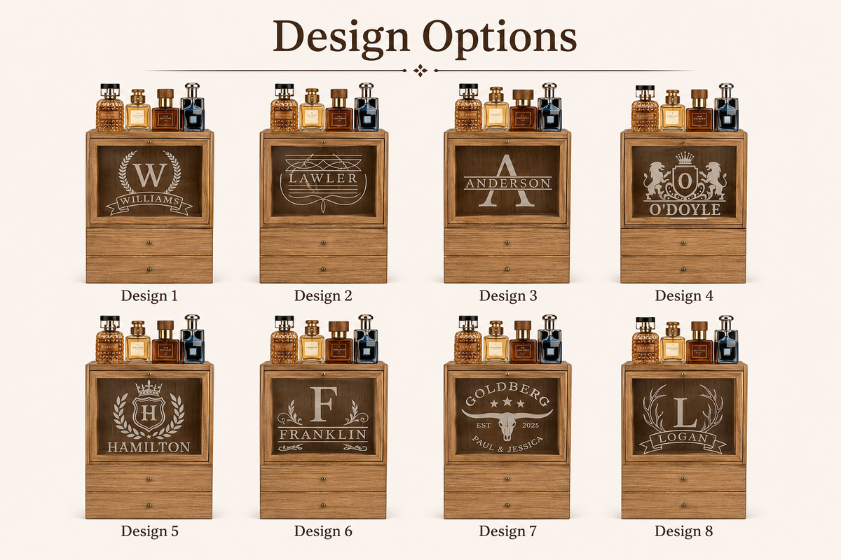 Personalized Cologne Organizer with Drawers, Engraved Men’s Fragrance Display Case, Watch Storage Box, Custom Gift for Him & Dad