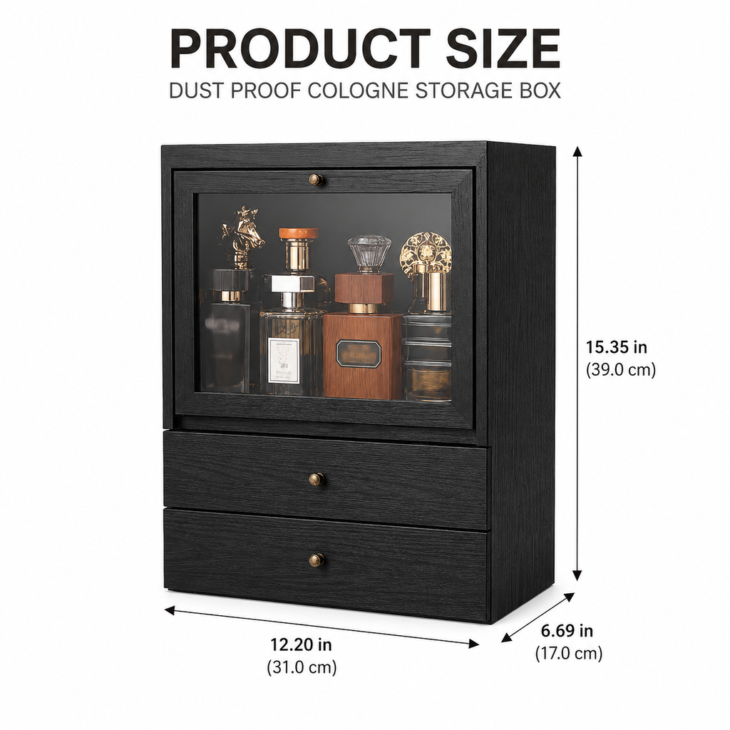 Personalized Cologne Organizer with Drawers, Engraved Men’s Fragrance Display Case, Watch Storage Box, Custom Gift for Him & Dad