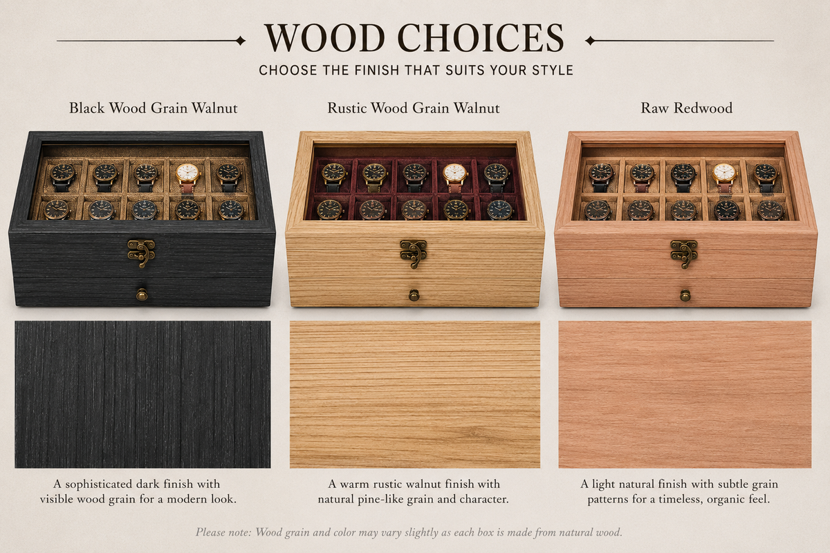 Personalized Wooden Watch Box for Men, 10 Slot Watch Case with Accessory Drawer, Engraved Watch Organizer, Anniversary Gift for Him