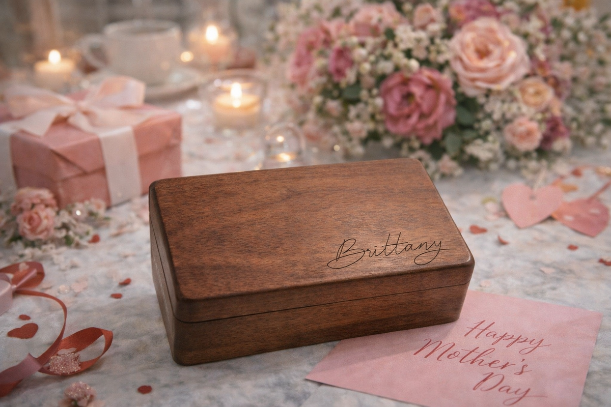 Personalized Wooden Jewelry Box, Custom Engraved Name & Initials, Small Jewelry Organizer, Bridesmaid, Mom & Birthday Gift
