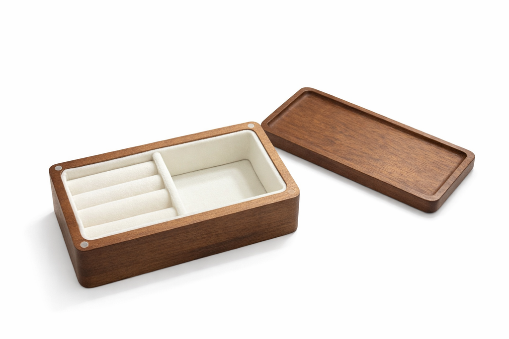 Personalized Wooden Jewelry Box, Custom Engraved Name & Initials, Small Jewelry Organizer, Bridesmaid, Mom & Birthday Gift