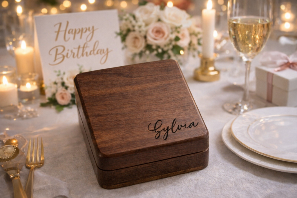 Personalized Wooden Jewelry Box, Custom Engraved Keepsake Box, Small Jewelry Organizer, Birthday Wedding Anniversary Gift for Her