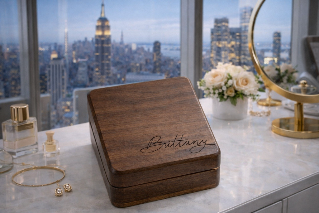 Personalized Wooden Jewelry Box, Custom Engraved Keepsake Box, Small Jewelry Organizer, Birthday Wedding Anniversary Gift for Her