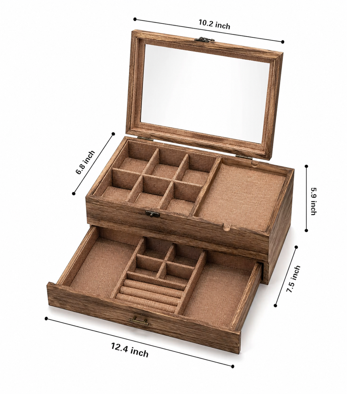 Personalized Watch Box & Valet Organizer with Phone Charging Station, Engraved Jewelry Storage Case, Custom Gift for Men & Women