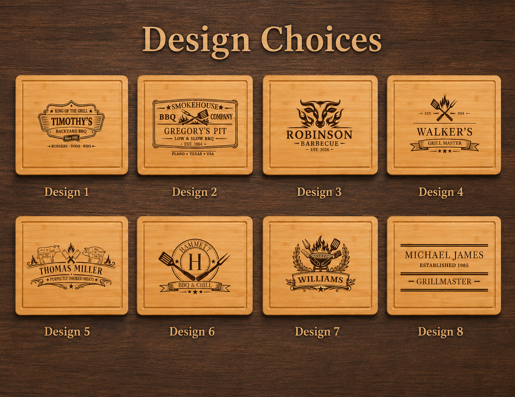 Personalized Rubberwood Cutting Board, Custom Engraved BBQ Grill Board, Grill Master Gift for Dad, Father’s Day & Housewarming Gift