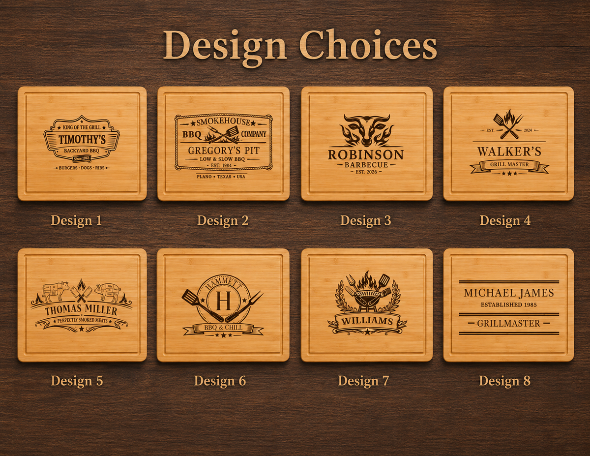Personalized Rubberwood Cutting Board, Custom Engraved BBQ Grill Board, Grill Master Gift for Dad, Father’s Day & Housewarming Gift