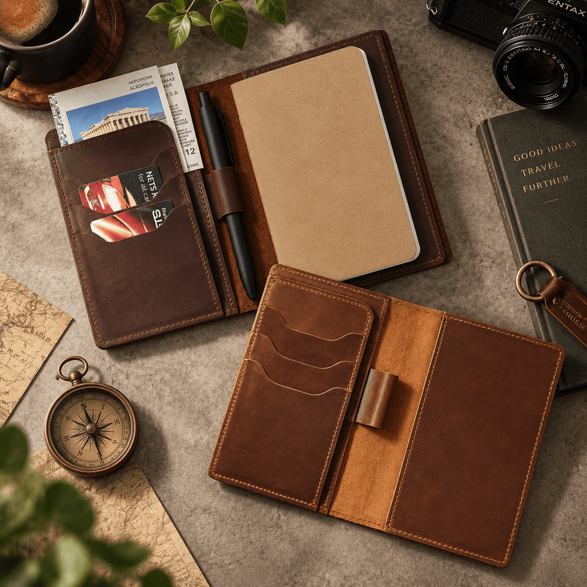 Personalized Leather Notebook Cover with Name, Custom Engraved Journal, Refillable Pocket Notebook, Gift for Him, Dad, Groomsmen