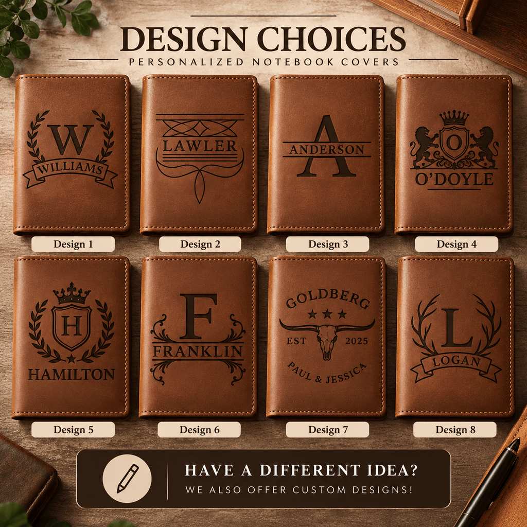 Personalized Leather Notebook Cover with Name, Custom Engraved Journal, Refillable Pocket Notebook, Gift for Him, Dad, Groomsmen