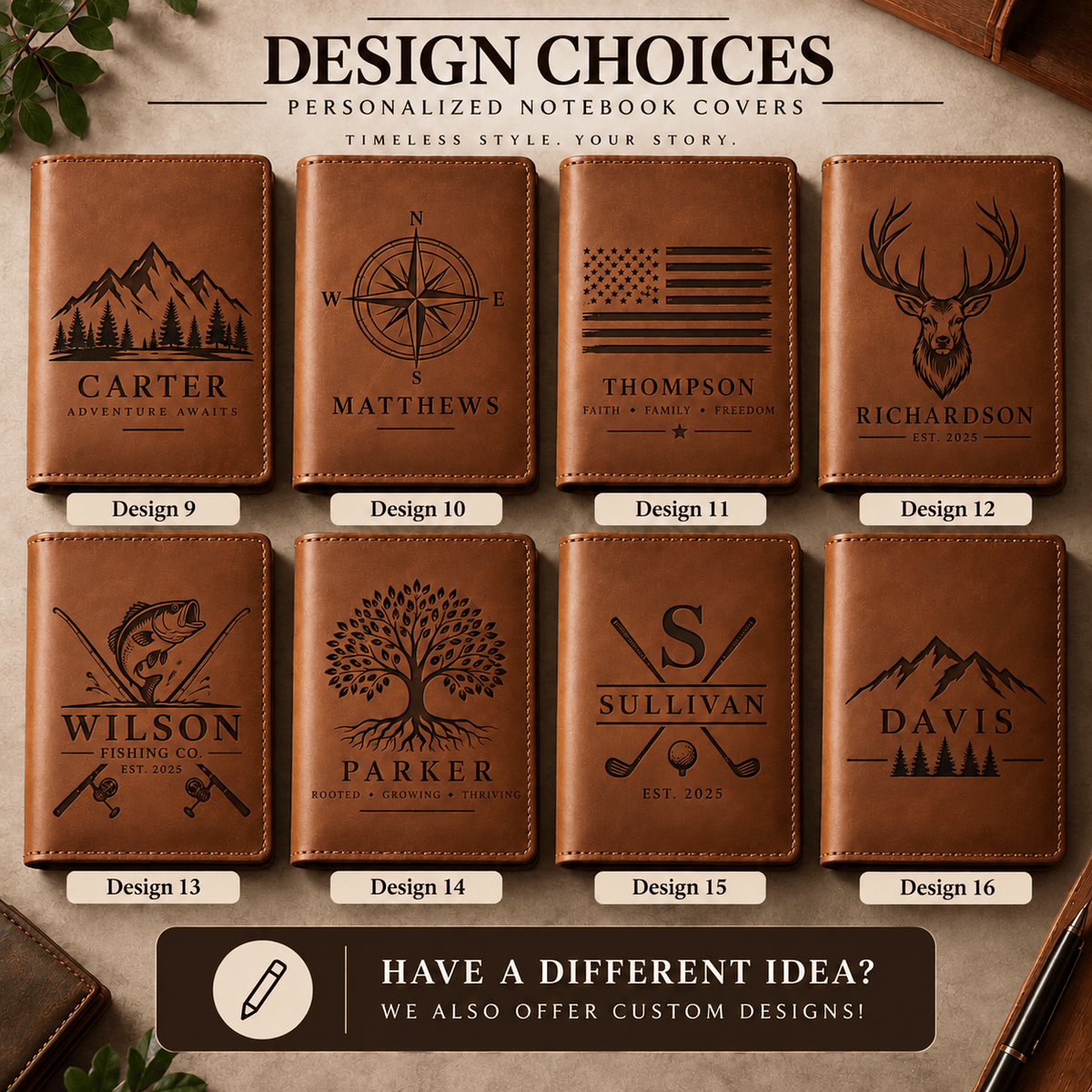Personalized Leather Notebook Cover with Name, Custom Engraved Journal, Refillable Pocket Notebook, Gift for Him, Dad, Groomsmen