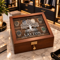 Personalized Wooden Watch Box with UV Printed Acrylic Lid, Custom Watch Case & Jewelry Organizer, Engraved Style Gift for Him