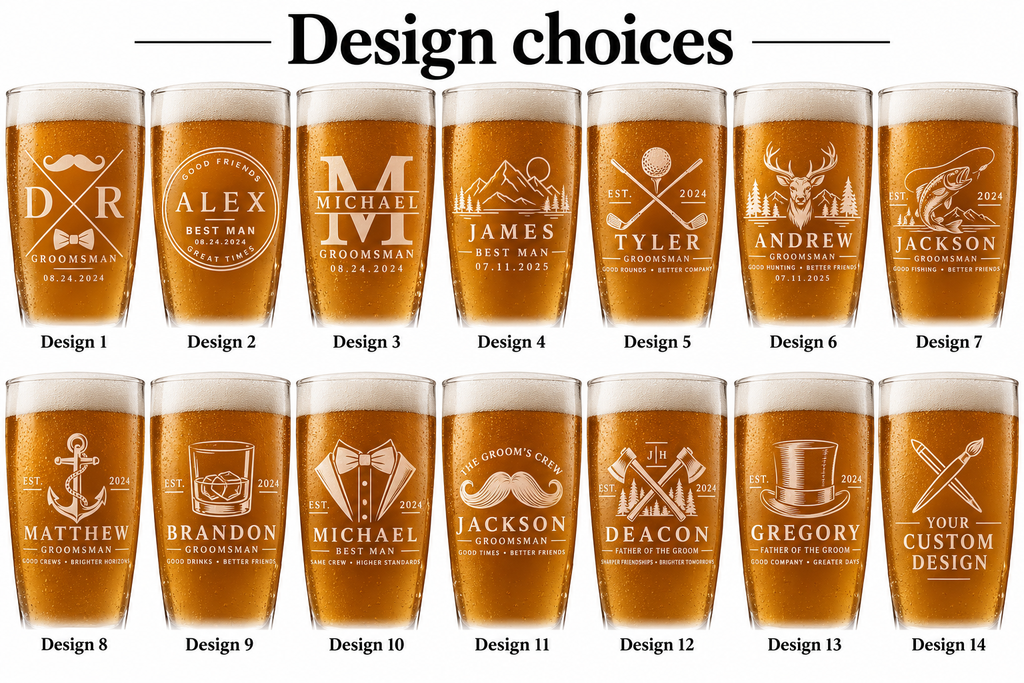 Personalized Groomsmen Gift Set, Engraved Pilsner Beer Glass, Custom Wood Gift Box & Bottle Opener, Best Man Wedding Gift