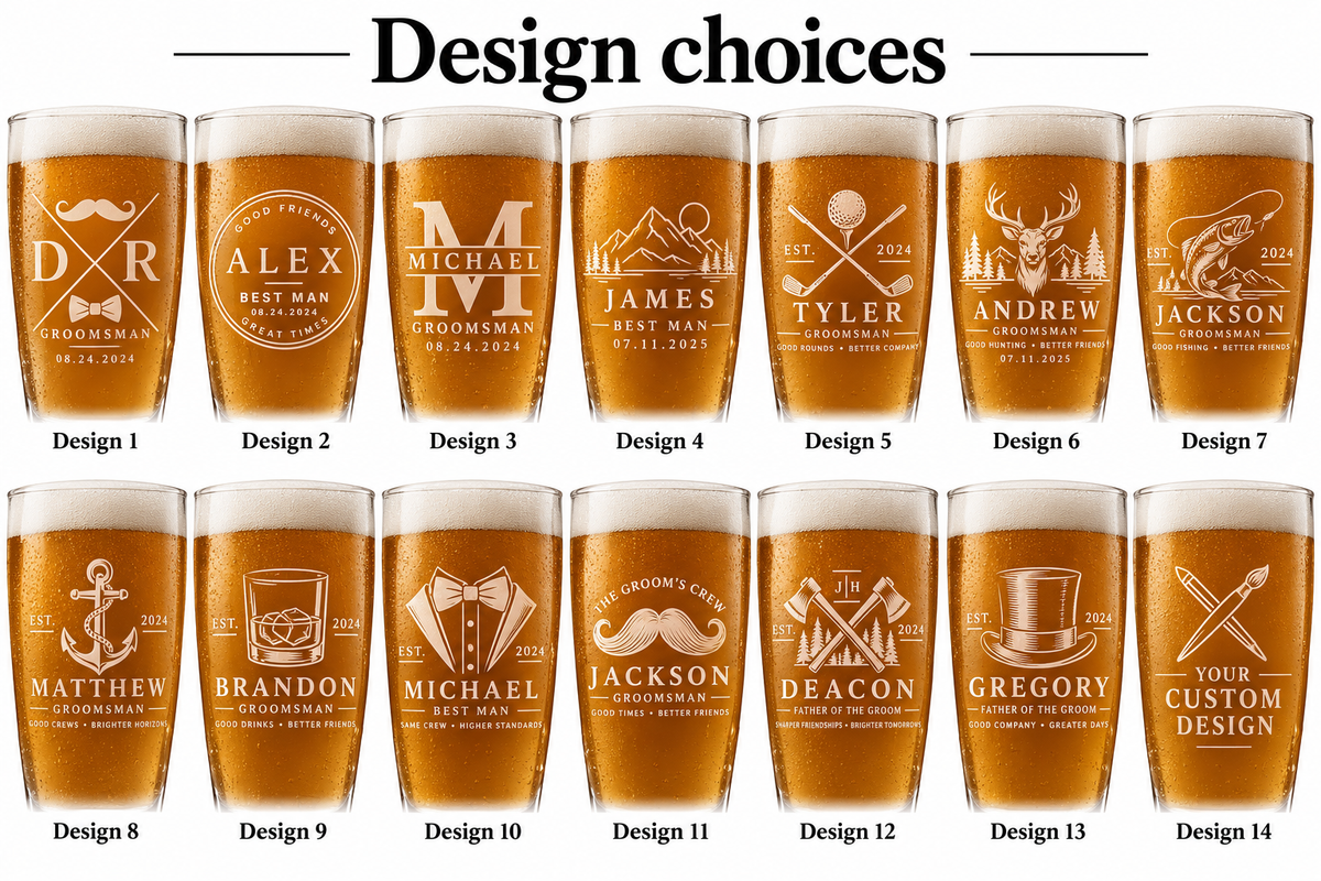 Personalized Groomsmen Gift Set, Engraved Pilsner Beer Glass, Custom Wood Gift Box & Bottle Opener, Best Man Wedding Gift