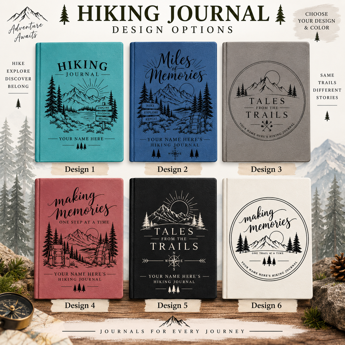 Personalized Hiking Journal – Custom Engraved Trail Notebook