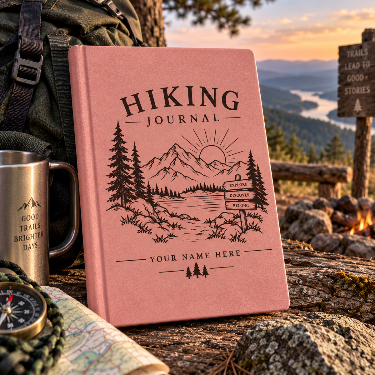Personalized Hiking Journal – Custom Engraved Trail Notebook
