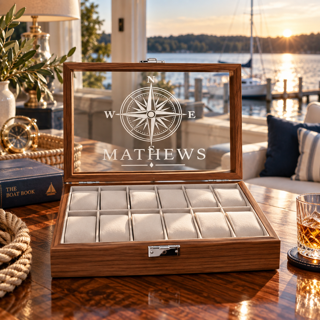 Personalized Wooden Watch Box for Men, Engraved Watch Case, Custom Watch Organizer, Anniversary Gift for Husband, Dad or Boyfriend