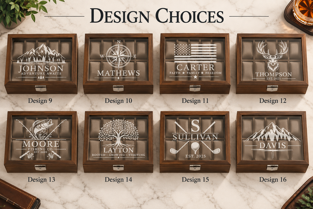 Personalized Wooden Watch Box for Men, Engraved Watch Case, Custom Watch Organizer, Anniversary Gift for Husband, Dad or Boyfriend