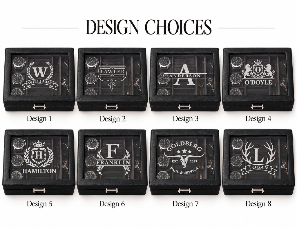 Personalized Leather Watch Jewelry Box for Men with Custom Name Monogram Engraving Gift for Him Husband Dad Anniversary Groomsmen