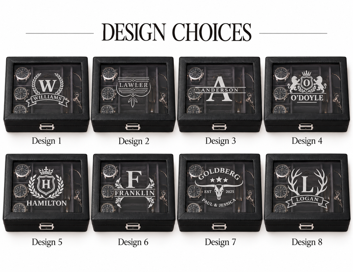 Personalized Leather Watch Jewelry Box for Men with Custom Name Monogram Engraving Gift for Him Husband Dad Anniversary Groomsmen