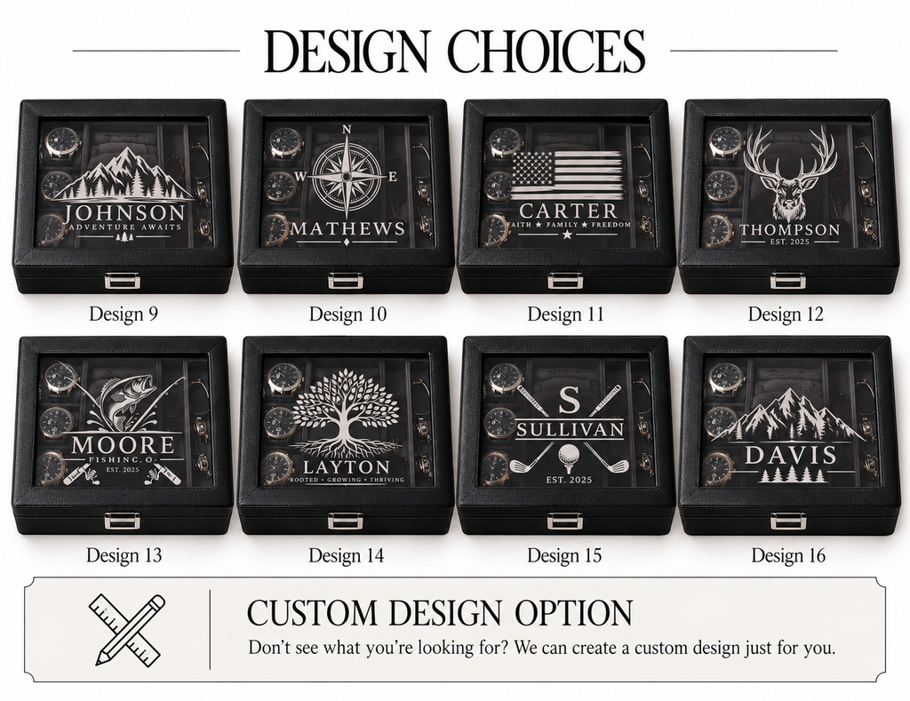 Personalized Leather Watch Jewelry Box for Men with Custom Name Monogram Engraving Gift for Him Husband Dad Anniversary Groomsmen