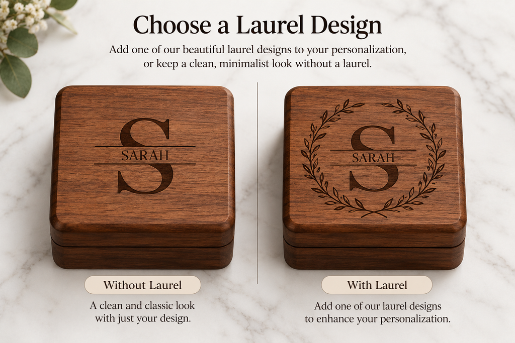 Custom Engraved Walnut Jewelry Box with Name or Initials – Personalized Wooden Gift for Bridesmaids, Birthdays, Weddings, or Holidays