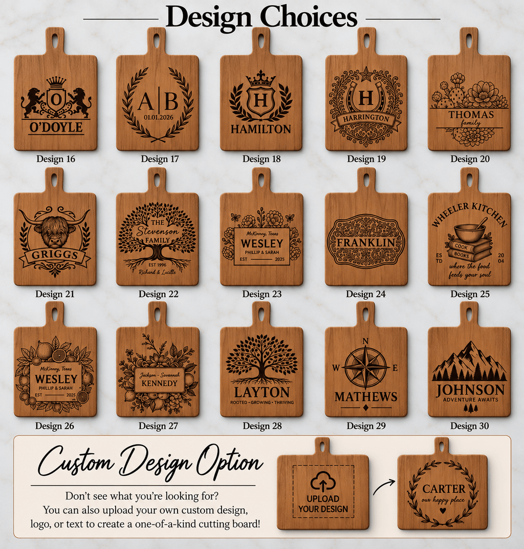 Personalized Black Walnut Cutting Board with Handle – Custom Engraved Charcuterie Gift for Wedding, Housewarming or Christmas