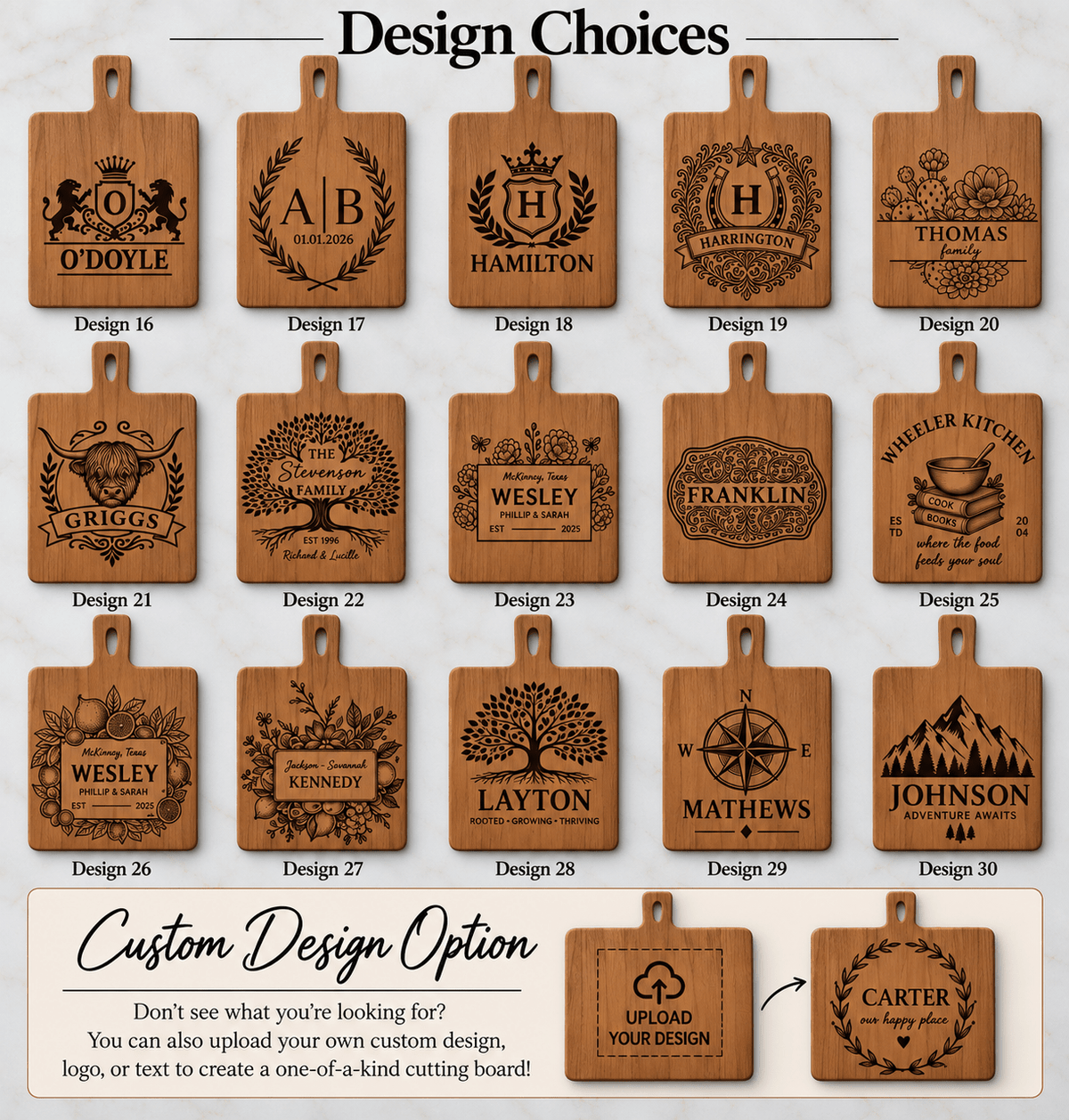 Personalized Black Walnut Cutting Board with Handle – Custom Engraved Charcuterie Gift for Wedding, Housewarming or Christmas