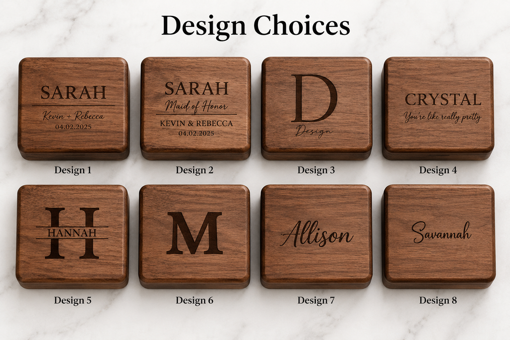 Custom Engraved Walnut Jewelry Box with Name or Initials – Personalized Wooden Gift for Bridesmaids, Birthdays, Weddings, or Holidays