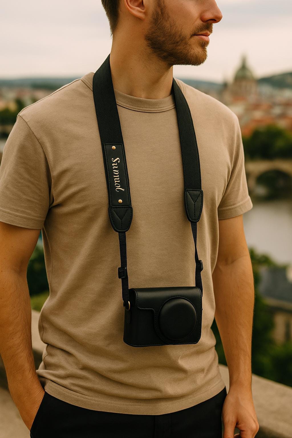 Personalized Camera Strap with Vegan Leather Case | Custom DSLR Camera Strap with Name | Gift for Photographers, Canon SX740 Case