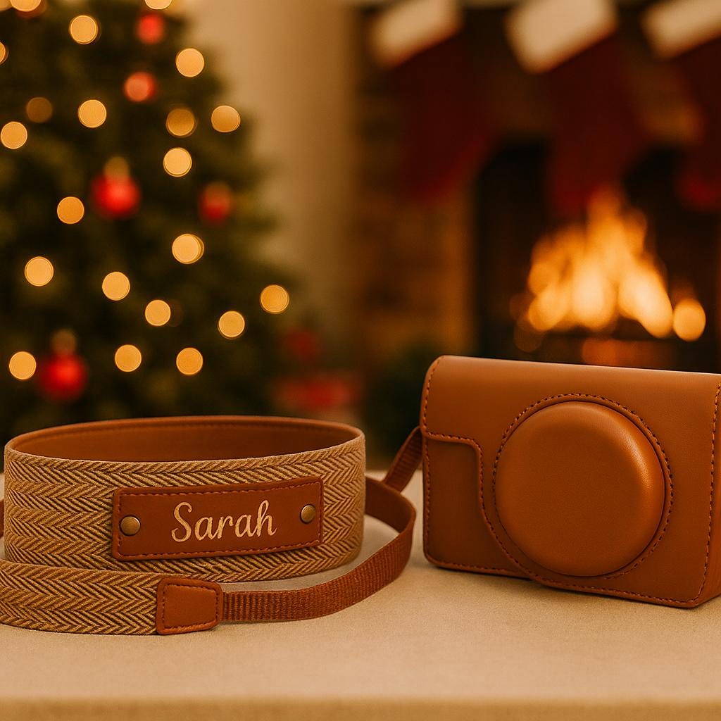Personalized Camera Strap with Vegan Leather Case | Custom DSLR Camera Strap with Name | Gift for Photographers, Canon SX740 Case