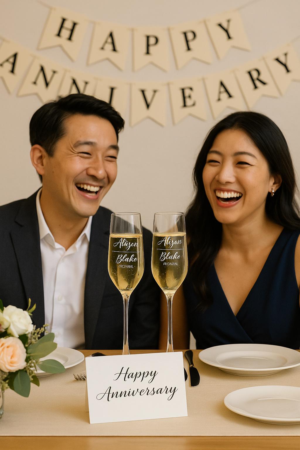 Personalized Wedding Champagne Glasses Set with Custom Name Box and Gift Bag – Elegant Anniversary or Newlywed Gift for Couples
