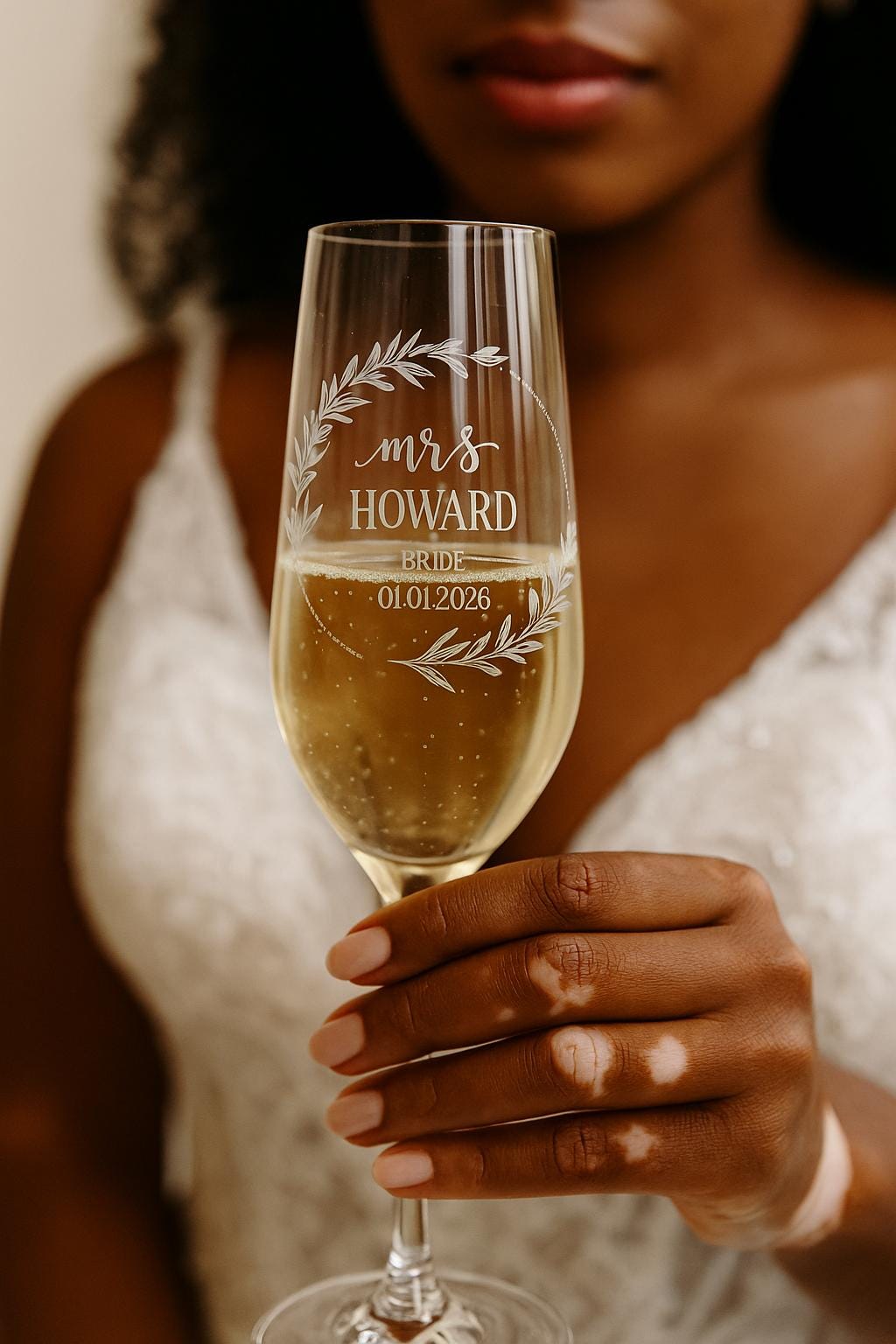 Personalized Wedding Champagne Glasses Set with Custom Name Box and Gift Bag – Elegant Anniversary or Newlywed Gift for Couples