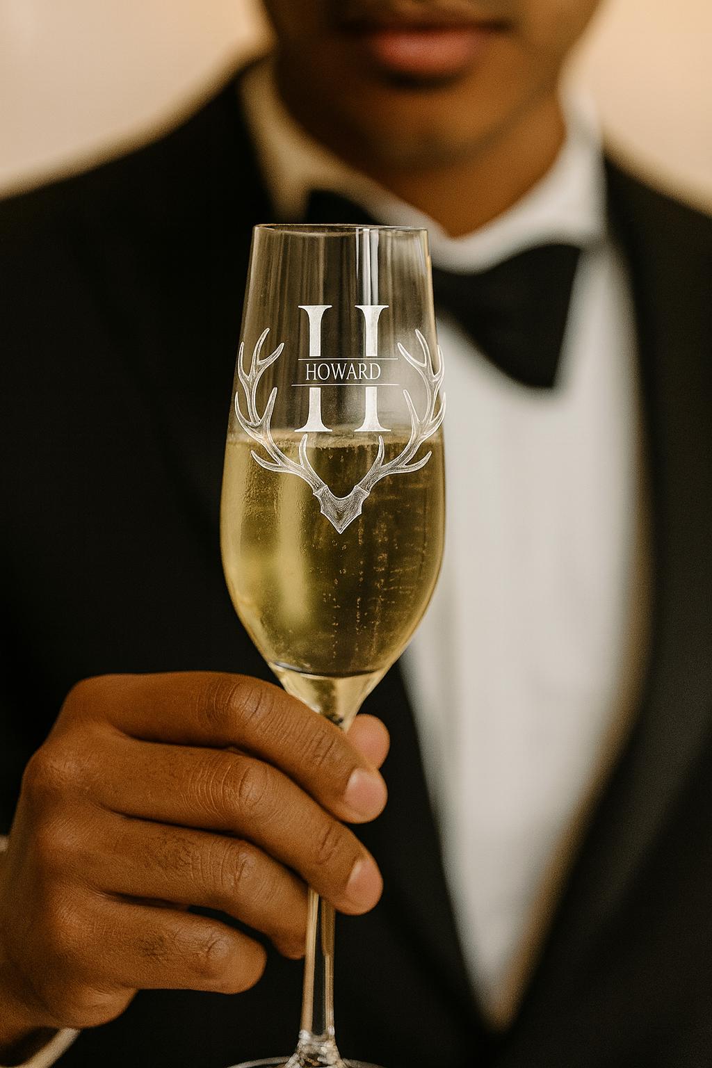 Personalized Wedding Champagne Glasses Set with Custom Name Box and Gift Bag – Elegant Anniversary or Newlywed Gift for Couples