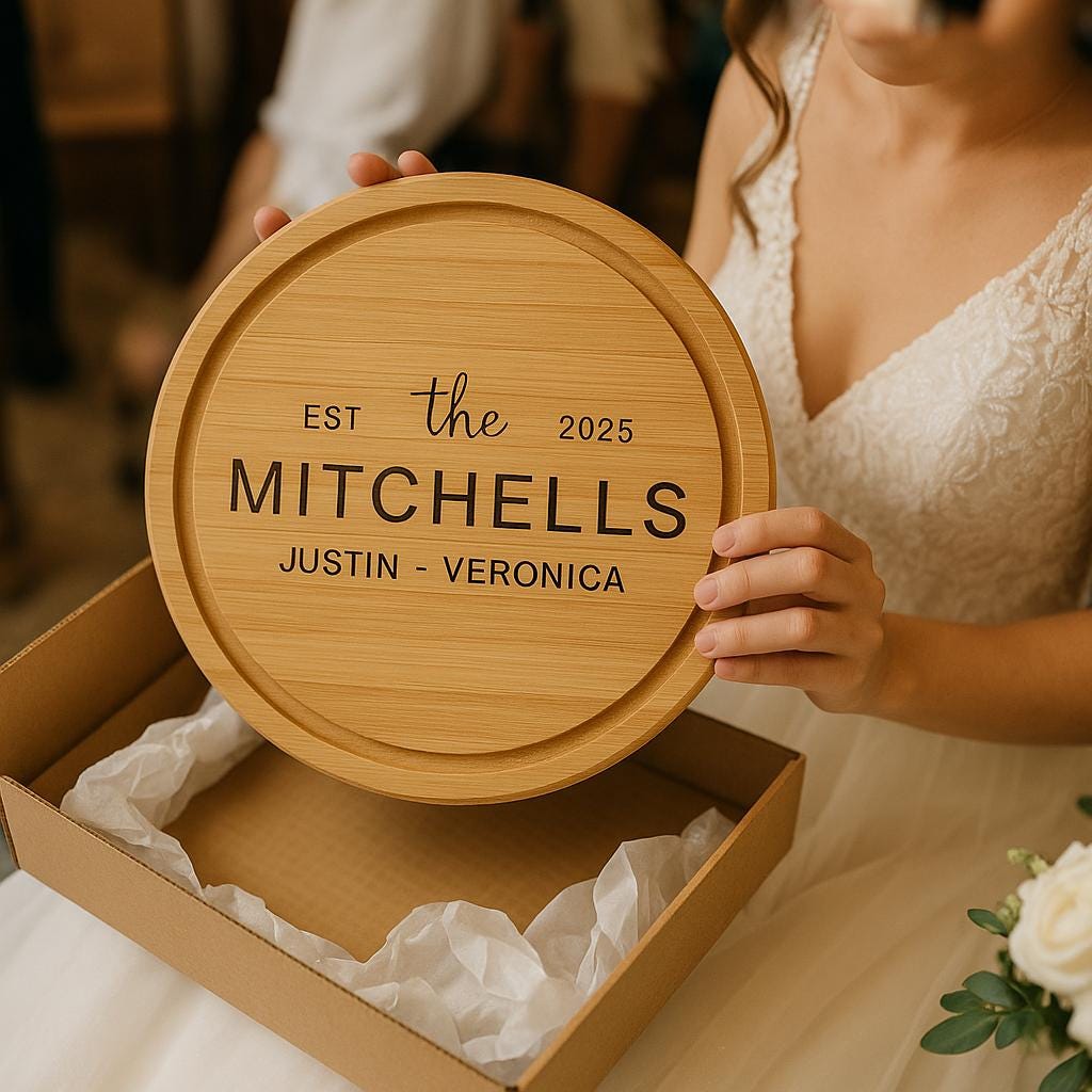 Personalized Bamboo Cheese Board with Utensils Drawer Set - Custom Engraved Charcuterie Board Wedding Gift for Couples or Families
