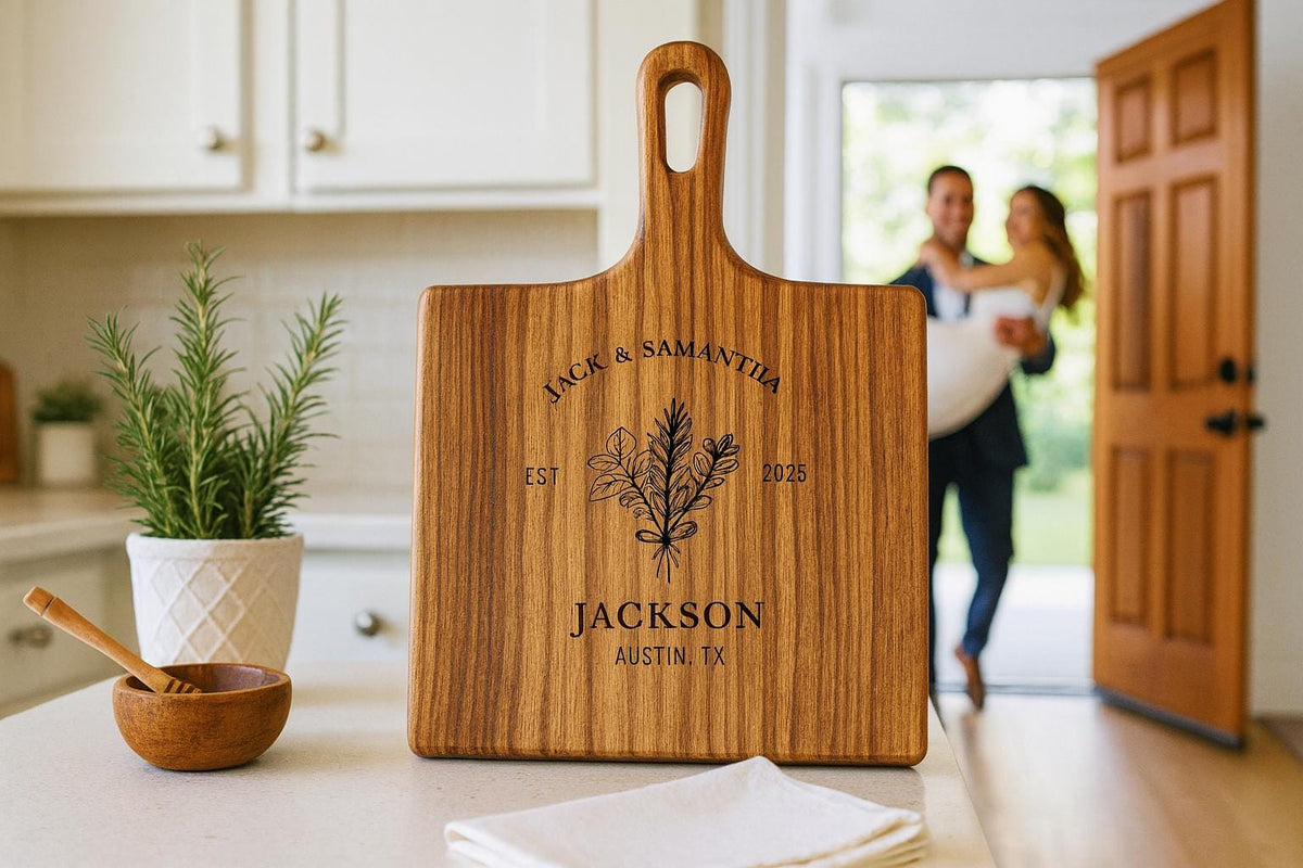 Personalized Zebrawood Cutting Board With Custom Engraving – Round Or Rectangle Serving Board Gift For Couples, Housewarming Or Weddings