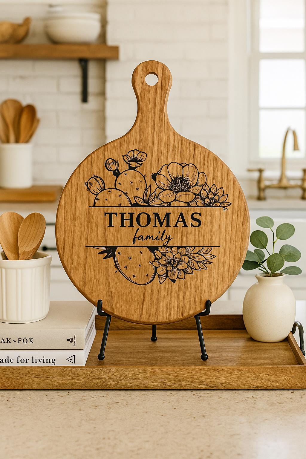 Personalized Zebrawood Cutting Board With Custom Engraving – Round Or Rectangle Serving Board Gift For Couples, Housewarming Or Weddings
