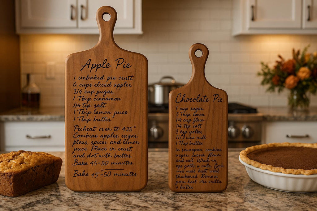 Custom Black Walnut Cutting Board with Handwritten Recipe Engraved – Memorial Gift, Heirloom Kitchen Keepsake, Personalized Gift