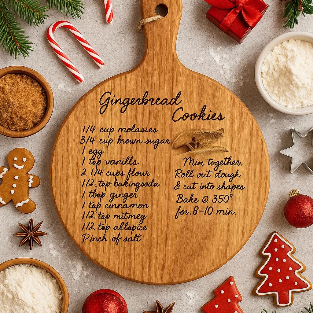 Custom Zebrawood Cutting Board with Handwritten Recipe Engraved – Memorial Gift, Heirloom Kitchen Keepsake, Personalized Gift