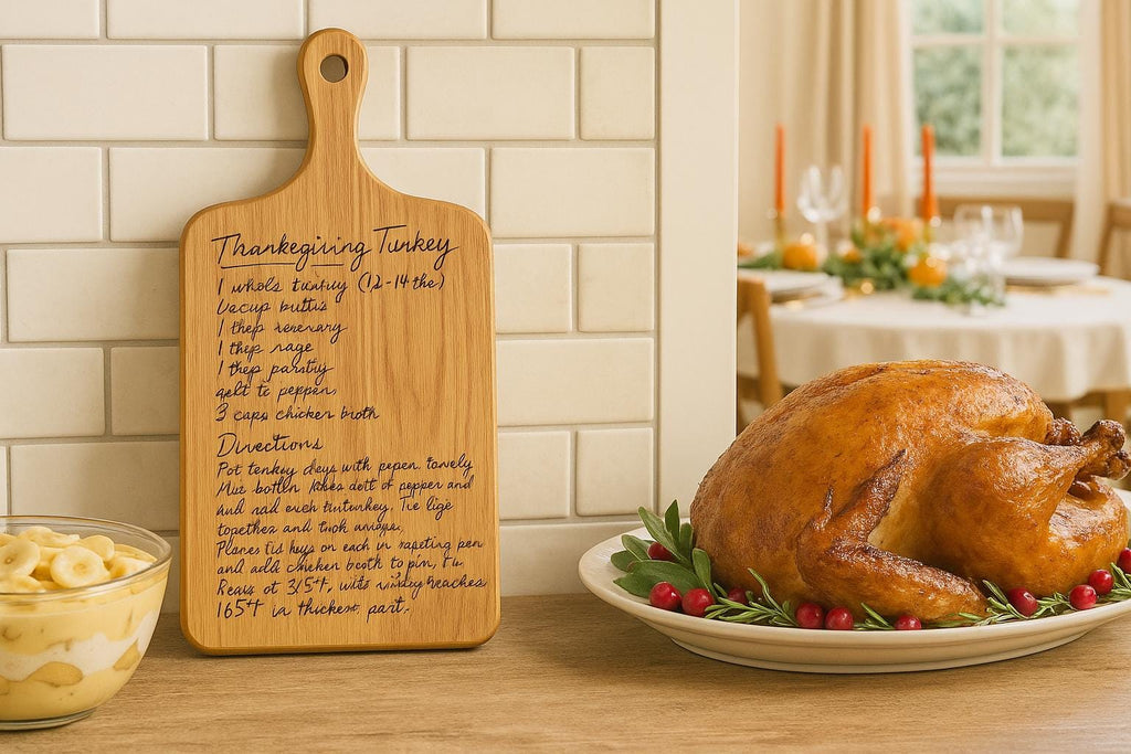 Custom Zebrawood Cutting Board with Handwritten Recipe Engraved – Memorial Gift, Heirloom Kitchen Keepsake, Personalized Gift