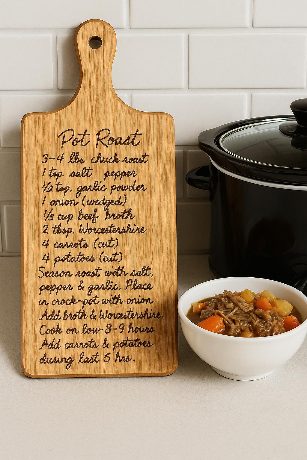 Custom Zebrawood Cutting Board with Handwritten Recipe Engraved – Memorial Gift, Heirloom Kitchen Keepsake, Personalized Gift