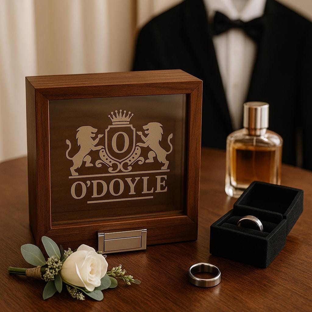 Custom Engraved Wooden Watch Box with Glass Lid – Personalized Initial and Name Keepsake Box for Men, Retirement, Birthday or Groomsmen Gift