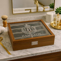 Custom Engraved Wooden Glasses Storage Box With Name Or Monogram - Personalized Sunglasses Organizer Gift For Him Or Her