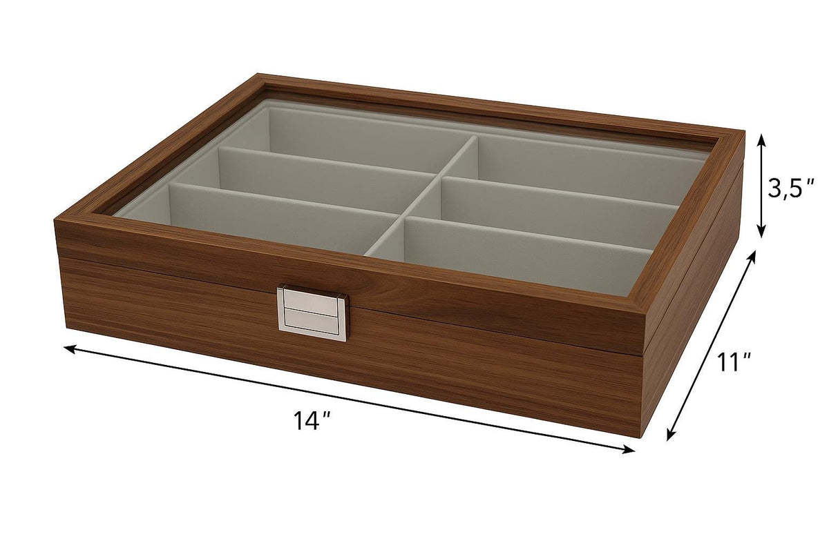 Custom Engraved Wooden Glasses Storage Box With Name Or Monogram - Personalized Sunglasses Organizer Gift For Him Or Her