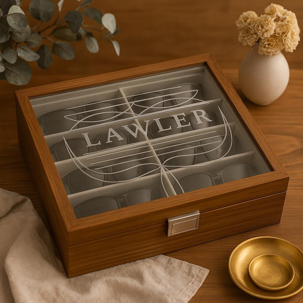 Custom Engraved Wooden Glasses Storage Box With Name Or Monogram - Personalized Sunglasses Organizer Gift For Him Or Her