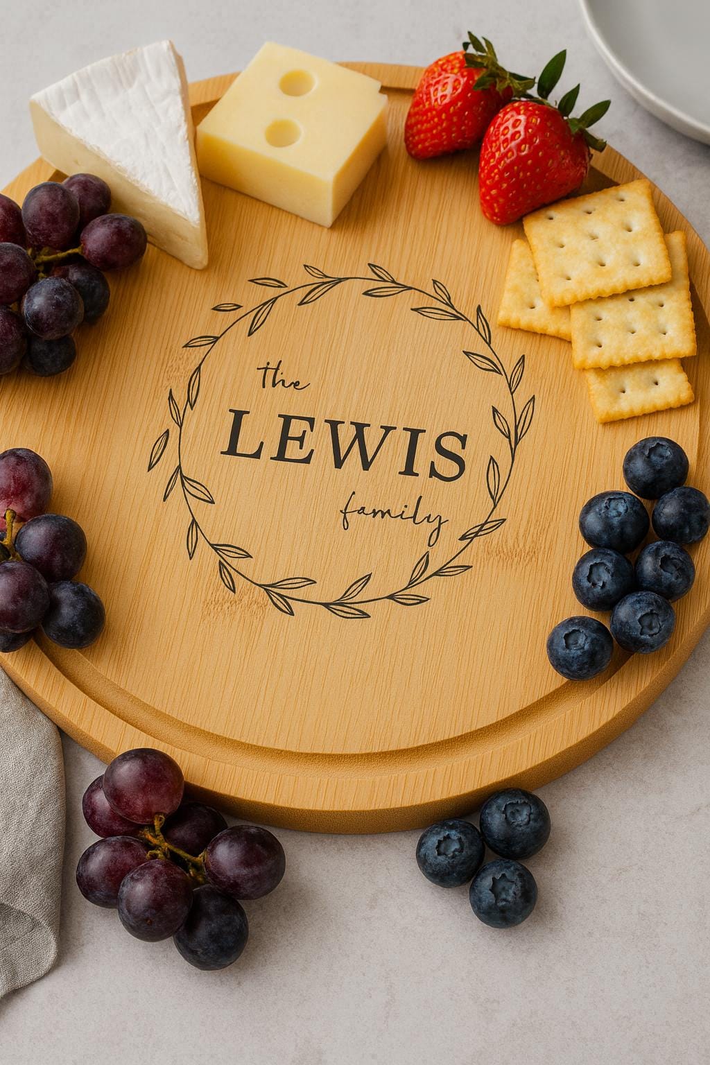 Personalized Bamboo Cheese Board with Utensils Drawer Set - Custom Engraved Charcuterie Board Wedding Gift for Couples or Families