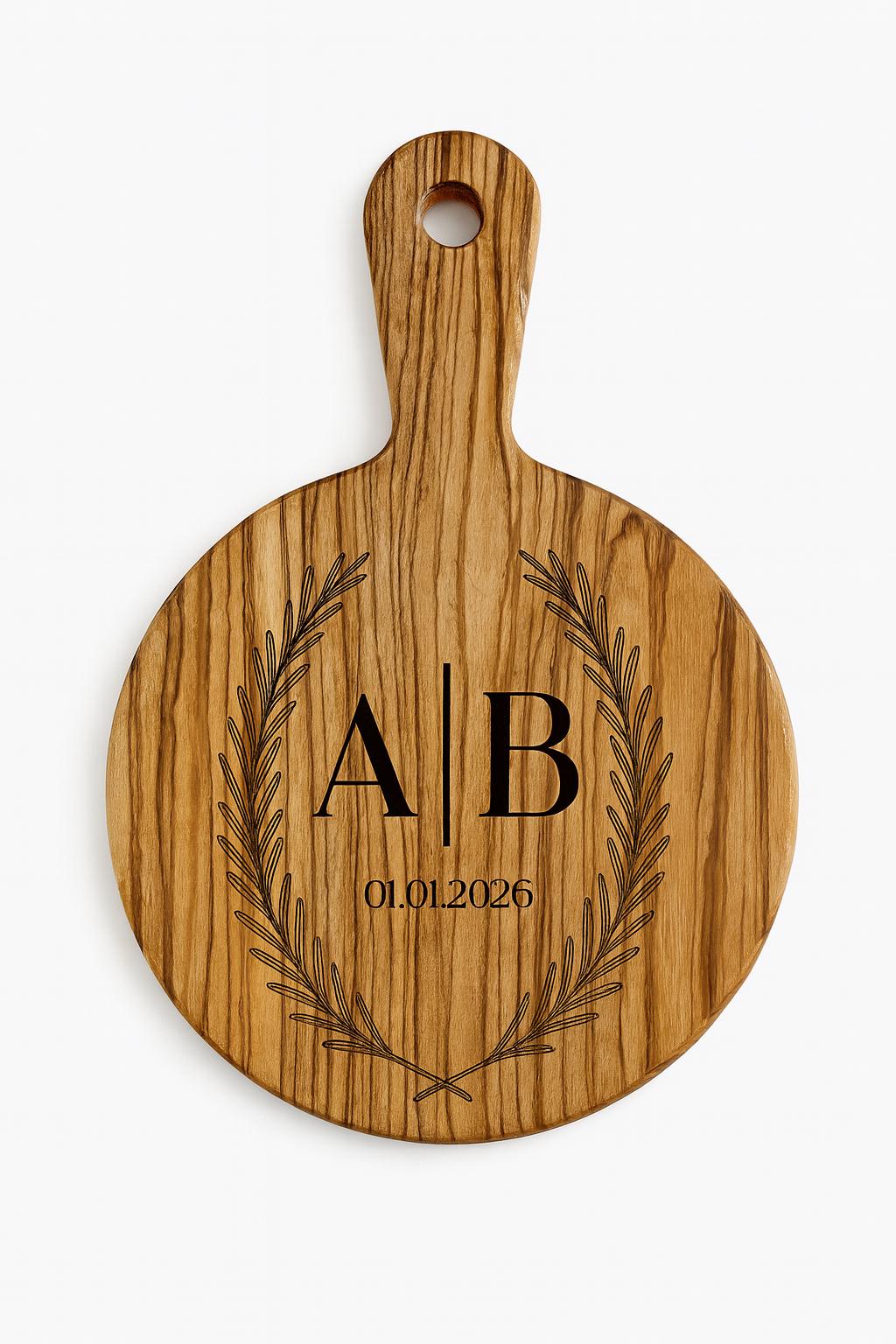 Personalized Zebrawood Cutting Board With Custom Engraving – Round Or Rectangle Serving Board Gift For Couples, Housewarming Or Weddings