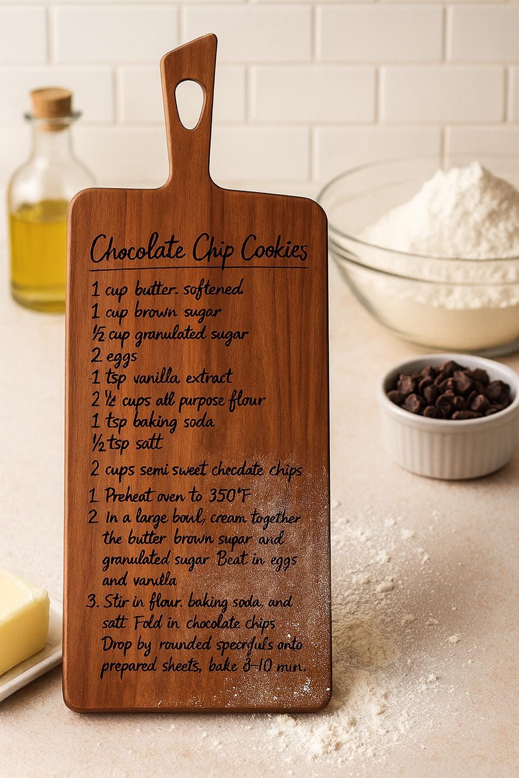 Custom Black Walnut Cutting Board with Handwritten Recipe Engraved – Memorial Gift, Heirloom Kitchen Keepsake, Personalized Gift