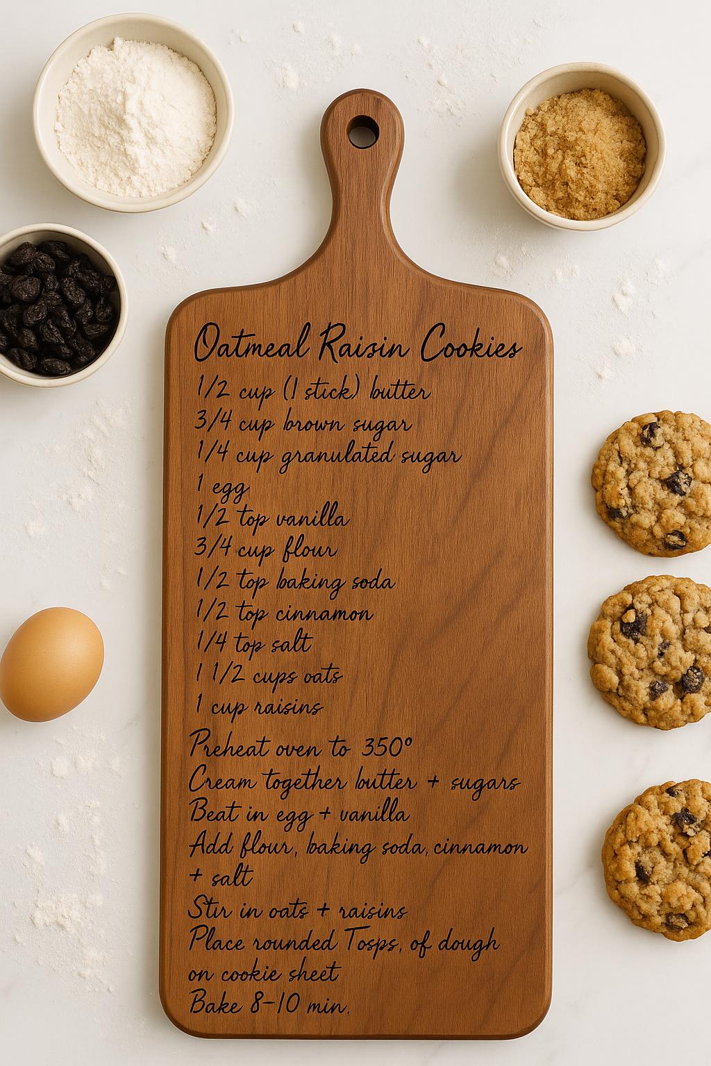 Custom Black Walnut Cutting Board with Handwritten Recipe Engraved – Memorial Gift, Heirloom Kitchen Keepsake, Personalized Gift